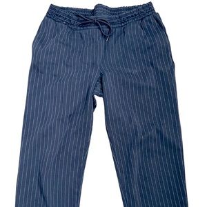 Women’s Stretch Striped Ankle Cropped Drawstring Pants Size Large
